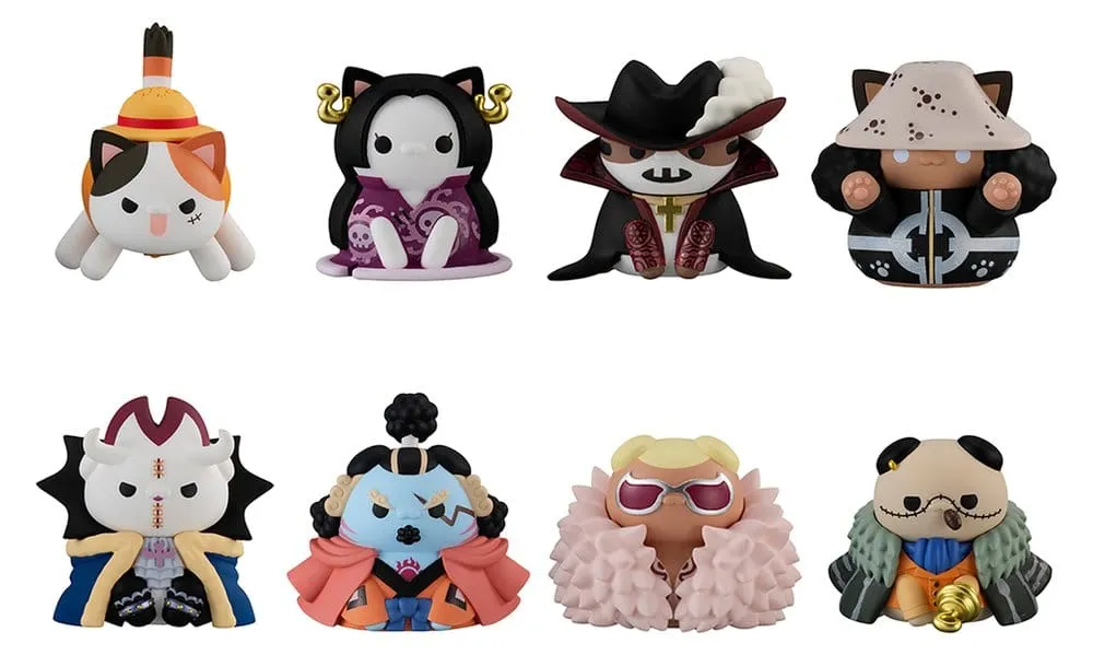 One Piece Mega Cat Project Nyan Piece Nyan! Luffy & the Seven Warlords of the Sea Mini Figures 3 cm Blind Box Display (8) (Repeat)